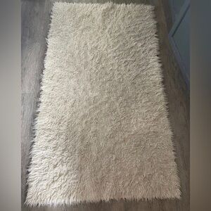 5x3 Faux Fur White Ivory Shaggy Rug Area Throw Camping Blanket cream shag